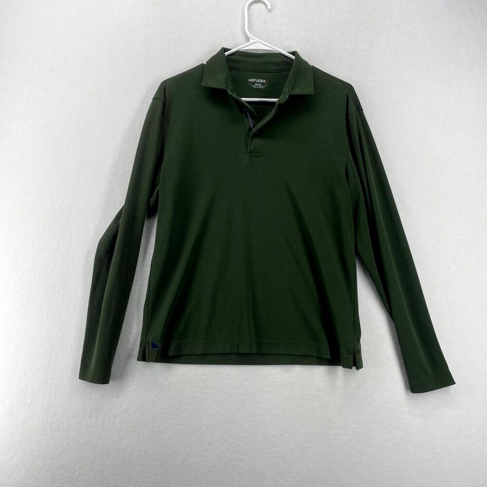 UNTUCK-it Long Sleeve Henley Tshirt Green Color Cotton Mens Size S Dark Green